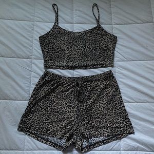 shein matching cheetah set